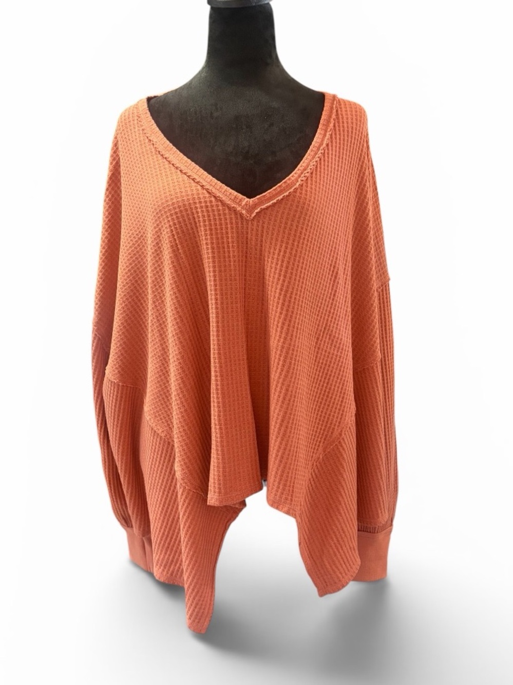 Women's Oversized Waffle Knit Sweater - Rust - Picture 6 of 9